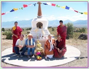 Picture of Tibetan Monks in Montana with American stupa