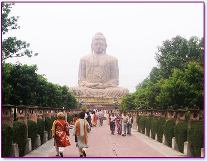 Walking towards Buddha Statue in India